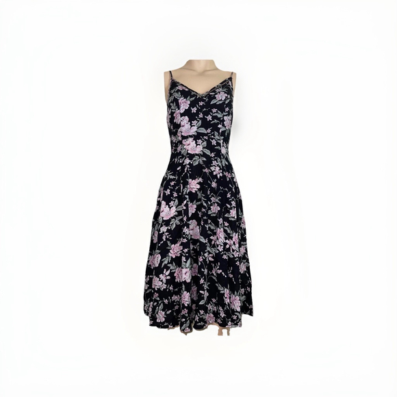 Lulus Dresses & Skirts - Lulus Esperanza Black Floral Print Midi Dress Small